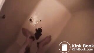 Hot shower with mineral excrement