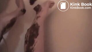 Hot shower with mineral excrement