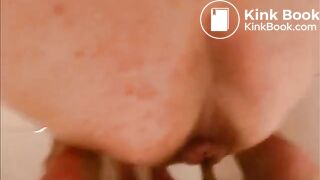 Scatwoman poops sausage for her shitman