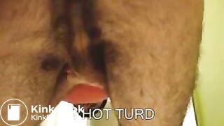 Hairy Guy Pushes Out a MASSIVE Turd