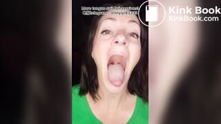 The girl's beautiful tongue and saliva