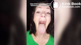 The girl's beautiful tongue and saliva