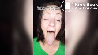 The girl's beautiful tongue and saliva
