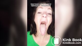 The girl's beautiful tongue and saliva