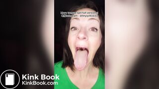 The girl's beautiful tongue and saliva