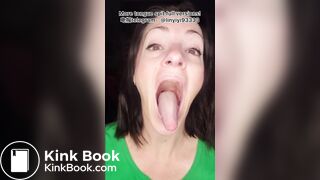 The girl's beautiful tongue and saliva