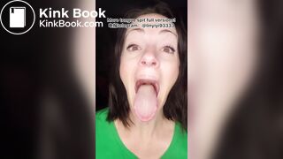 The girl's beautiful tongue and saliva