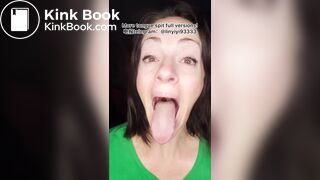 The girl's beautiful tongue and saliva