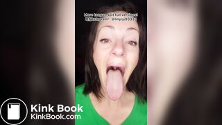 The girl's beautiful tongue and saliva