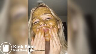 18yo Blonde Smearing Shit on Her Cute Face