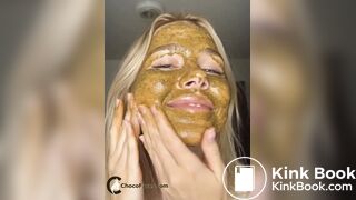 18yo Blonde Smearing Shit on Her Cute Face