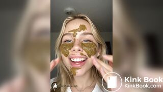18yo Blonde Smearing Shit on Her Cute Face
