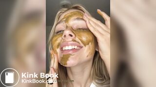 18yo Blonde Smearing Shit on Her Cute Face