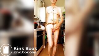 nude with a golden string shitting