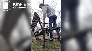 Twink Shitting on a Public Bench by the Road