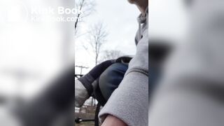 Twink Shitting on a Public Bench by the Road