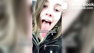 The girl's beautiful tongue and saliva 2