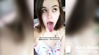 The girl's beautiful tongue and saliva 3