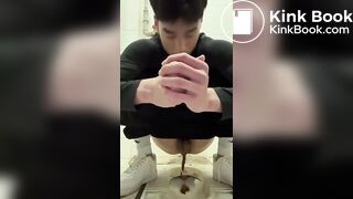 Handsome Chinese Guy Squat Toilet Shit