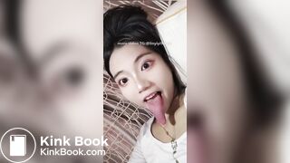 Girl's sexy long tongue