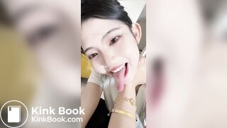 Girl's sexy long tongue