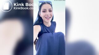 Beautiful brunette with a hairy pussy takes a shit in t