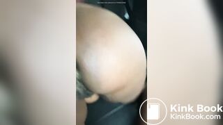 Bbw Ebony getting her shitty cheeks spread in a car