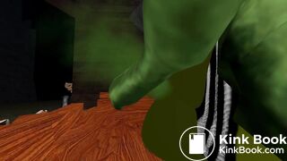 An Ogre Woman destroys the toilet