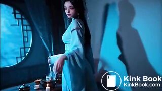 古装的美丽女子优雅地如厕