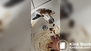 Public bathroom scat vandalism