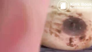 Rubbing shit on nipples