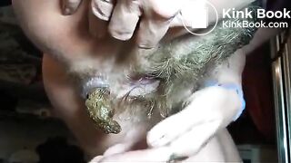 VERY Hairy granny shitting