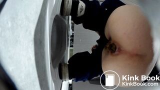 chinese student girl pee and shit in toilet with dialog