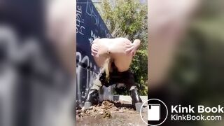 Big piss and shit outdoors