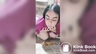 Steaming shit on the floor and licking it