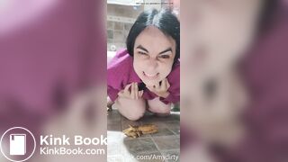 Steaming shit on the floor and licking it