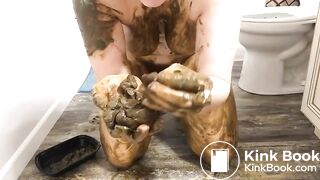 lovely lady smears poop all over