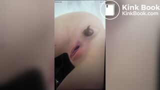 cute constipated girl pushing out with a nice plop