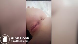 cute constipated girl pushing out with a nice plop