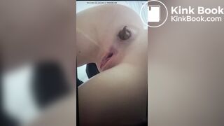 cute constipated girl pushing out with a nice plop