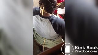 Ebony pissing toilet
