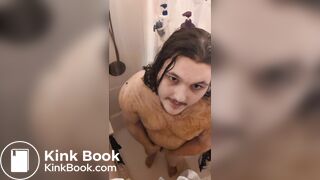 Enby smears shit all over in the shower & tastes it