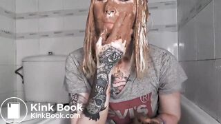 SBP scat smearing on face and body