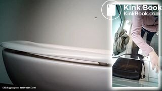 Blonde woman big dump in public toilet voyeur