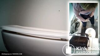 Blonde woman big dump in public toilet voyeur