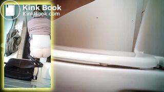 Blonde woman big dump in public toilet voyeur