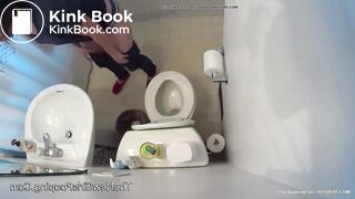 Girl after work do big poop in home toilet