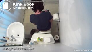 Girl after work do big poop in home toilet