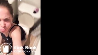 Struggling very hard to push hard turds on the toilet