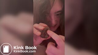Pungent turds from stinky girl clog the toilet